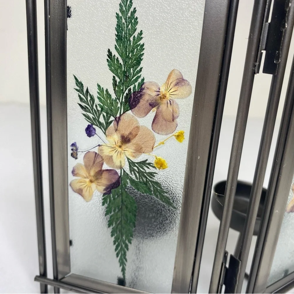 International Silver Co Arboretum Pressed Flower Double Screen Votive Holder